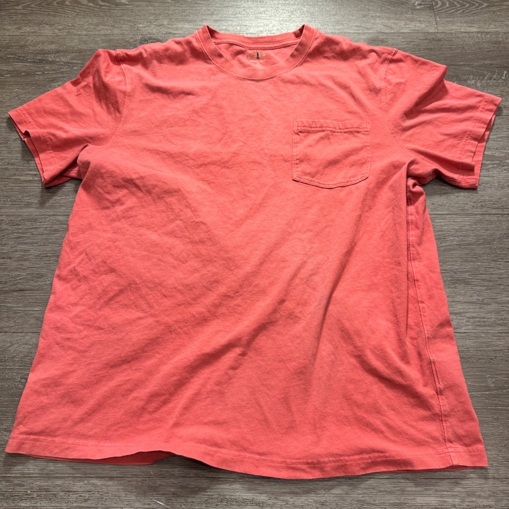 J Crew Vintage Jersey Shirt Mens XL Pink Cotton Oarsman Relaxed Pocket Tee Y2K